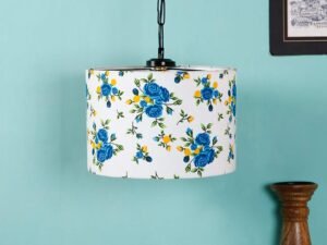 Multicolor Cotton Drum Hanging Lamp