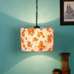 Multicolor Cotton Drum Hanging Lamp