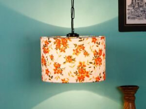 Multicolor Cotton Drum Hanging Lamp