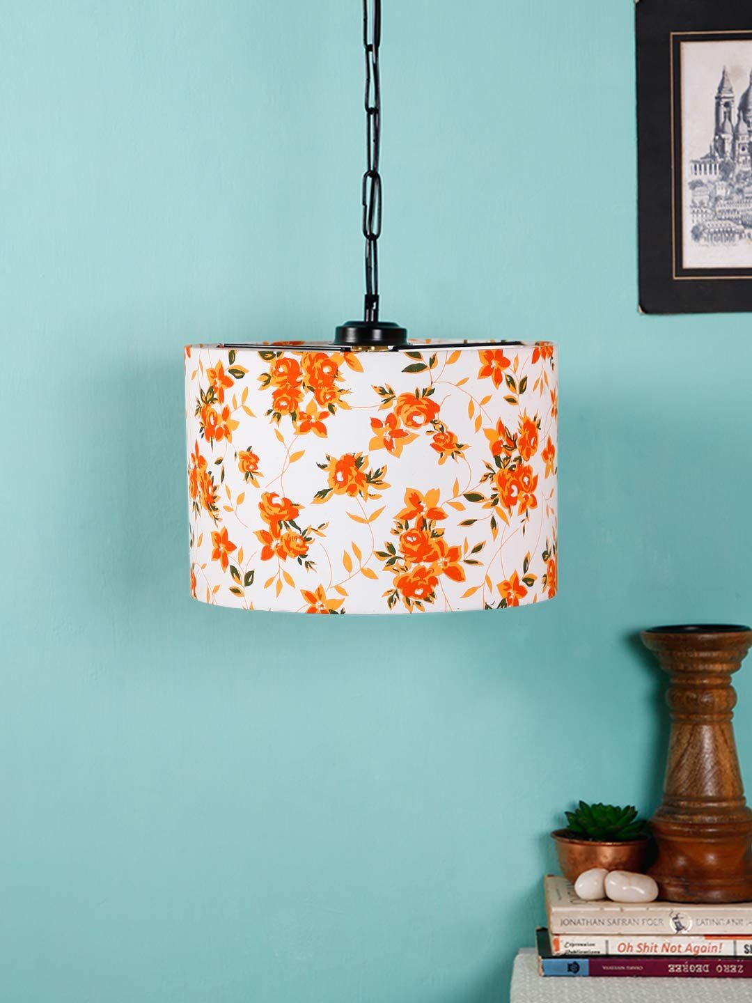 Multicolor Cotton Drum Hanging Lamp