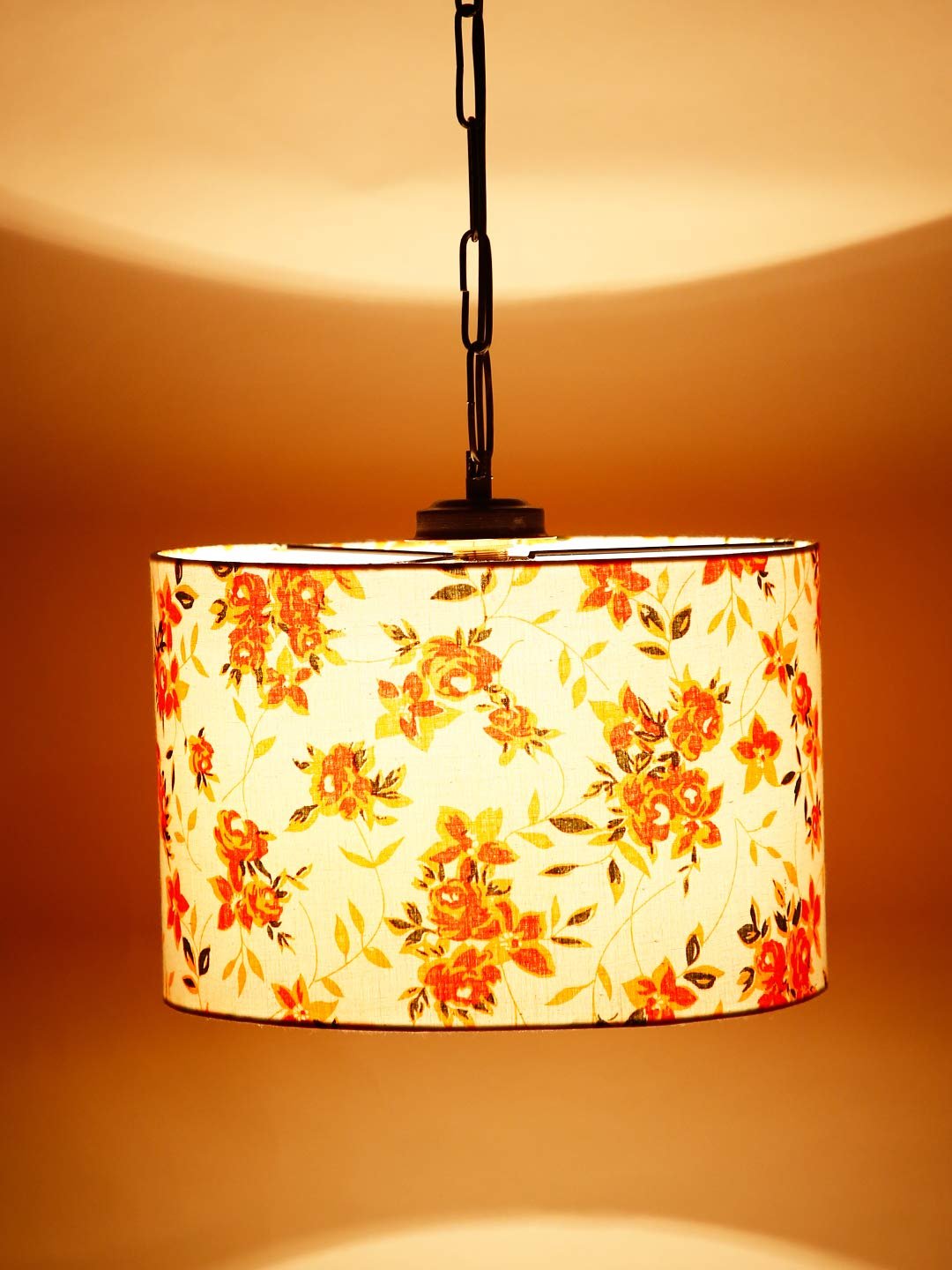 Multicolor Cotton Drum Hanging Lamp