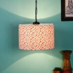 Multicolor Cotton Drum Hanging Lamp