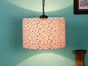 Multicolor Cotton Drum Hanging Lamp