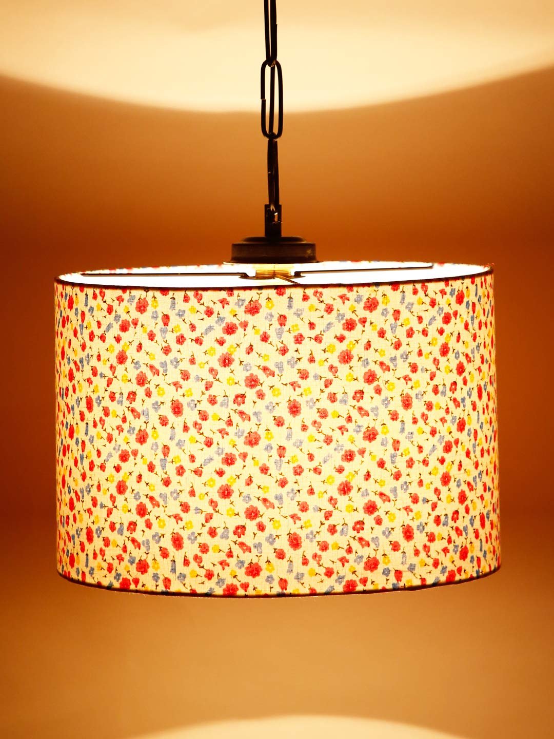 Multicolor Cotton Drum Hanging Lamp