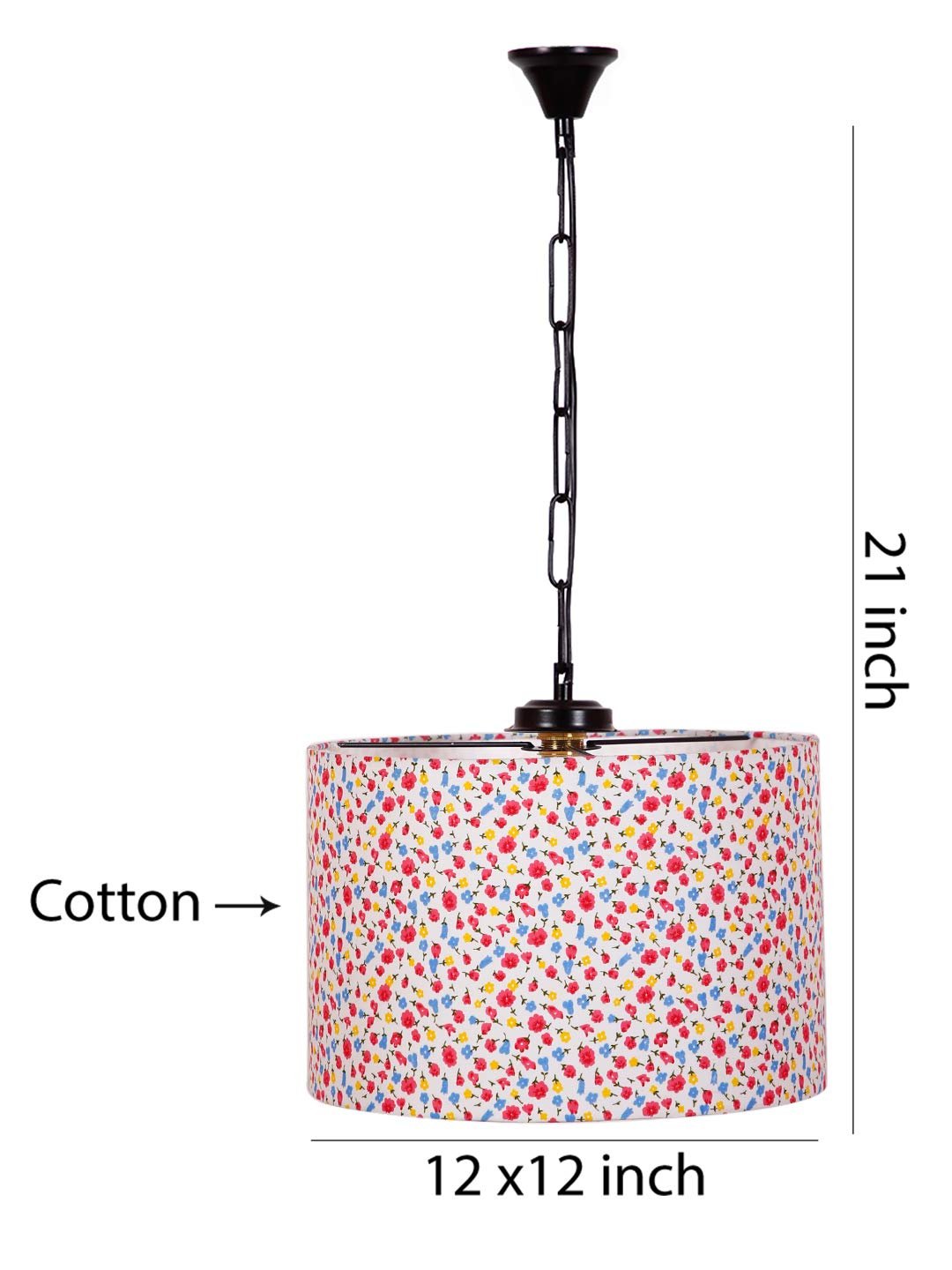 Multicolor Cotton Drum Hanging Lamp