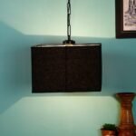 Black Cotton Square Hanging Lamp