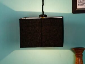 Black Cotton Square Hanging Lamp