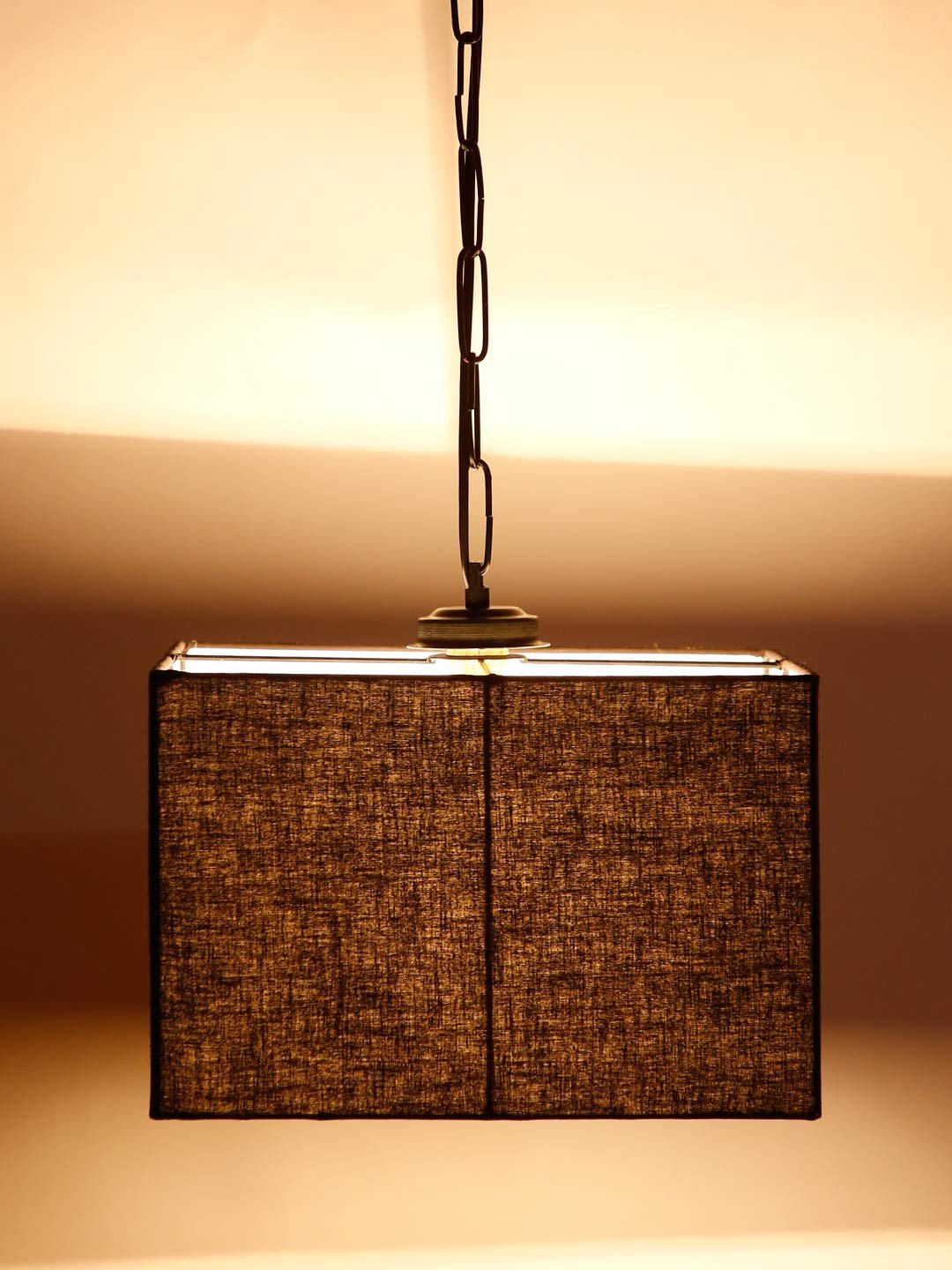 Black Cotton Square Hanging Lamp