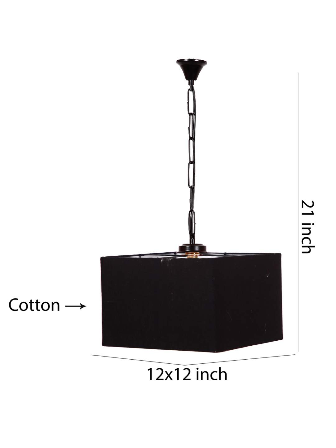 Black Cotton Square Hanging Lamp