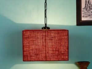 Maroon Jute Square Hanging Lamp
