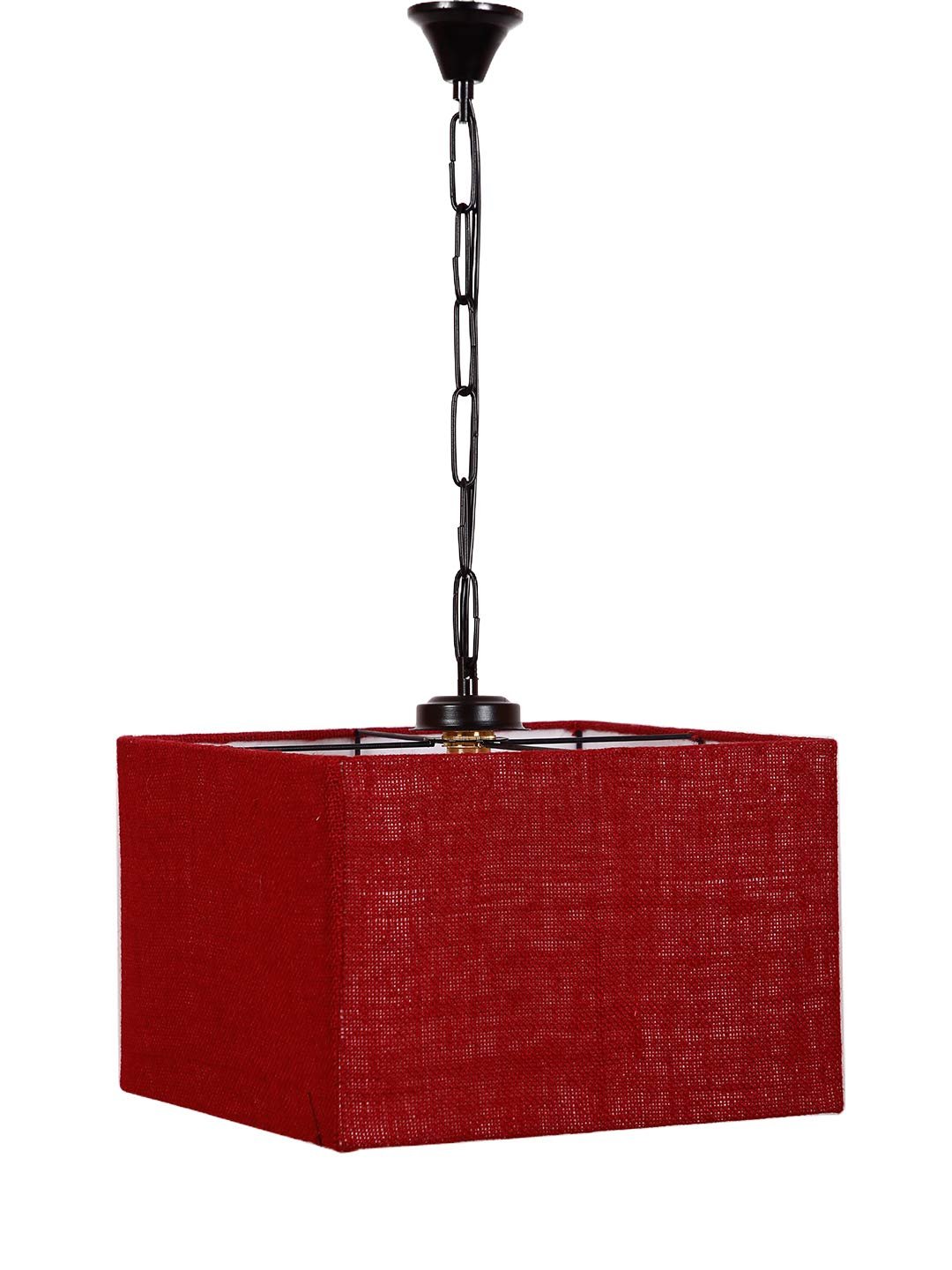 Maroon Jute Square Hanging Lamp