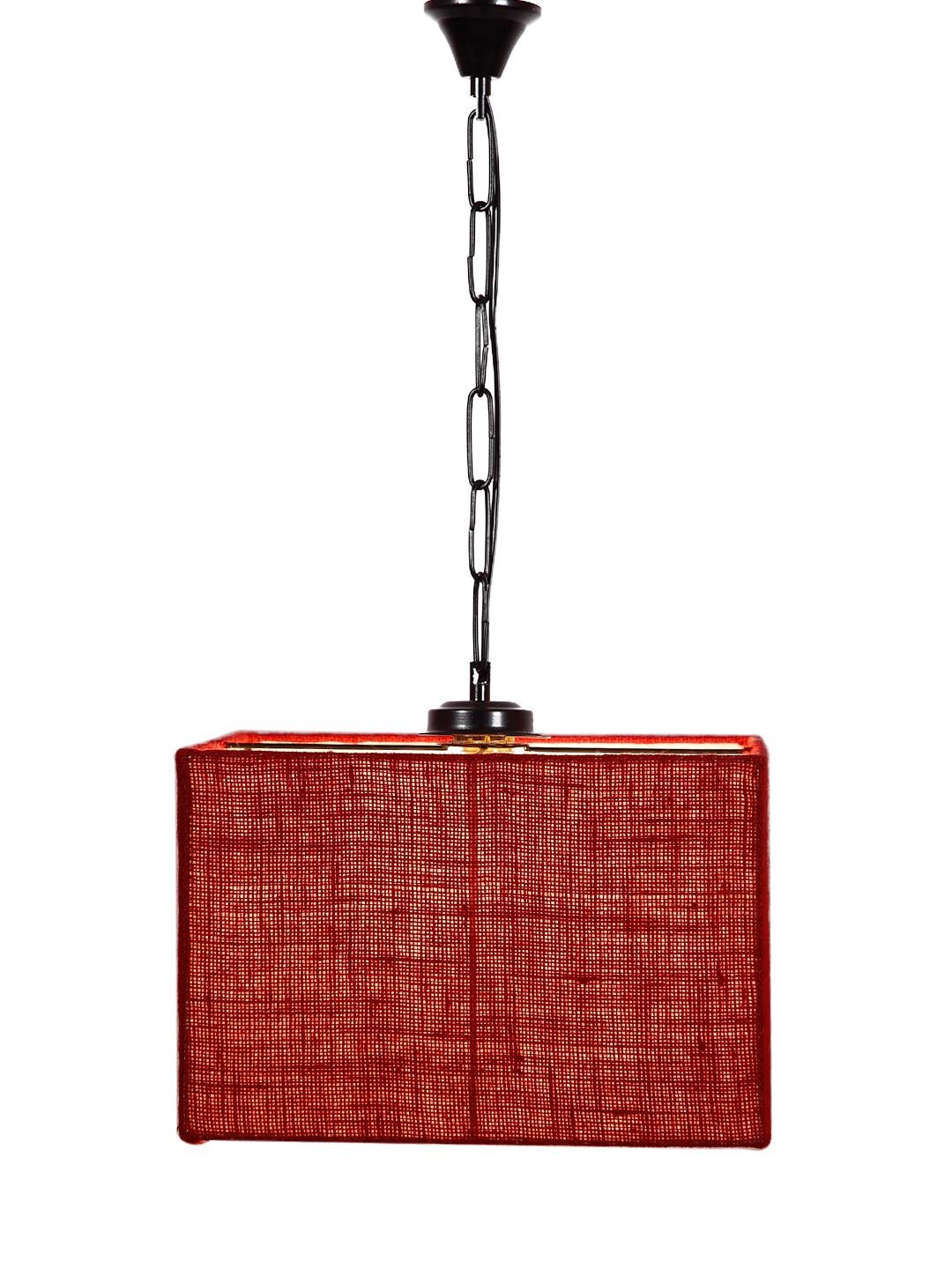 Maroon Jute Square Hanging Lamp