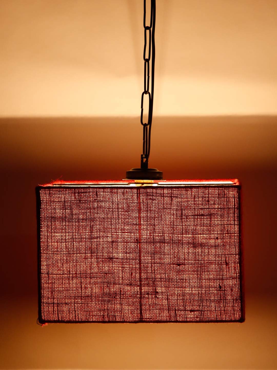 Maroon Jute Square Hanging Lamp