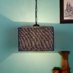 Blue Jute Square Hanging Lamp