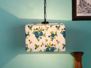 Multicolor Cotton Square Hanging Lamp