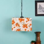Multicolor Cotton Square Hanging Lamp