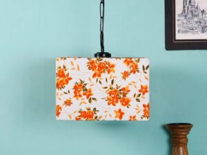Multicolor Cotton Square Hanging Lamp