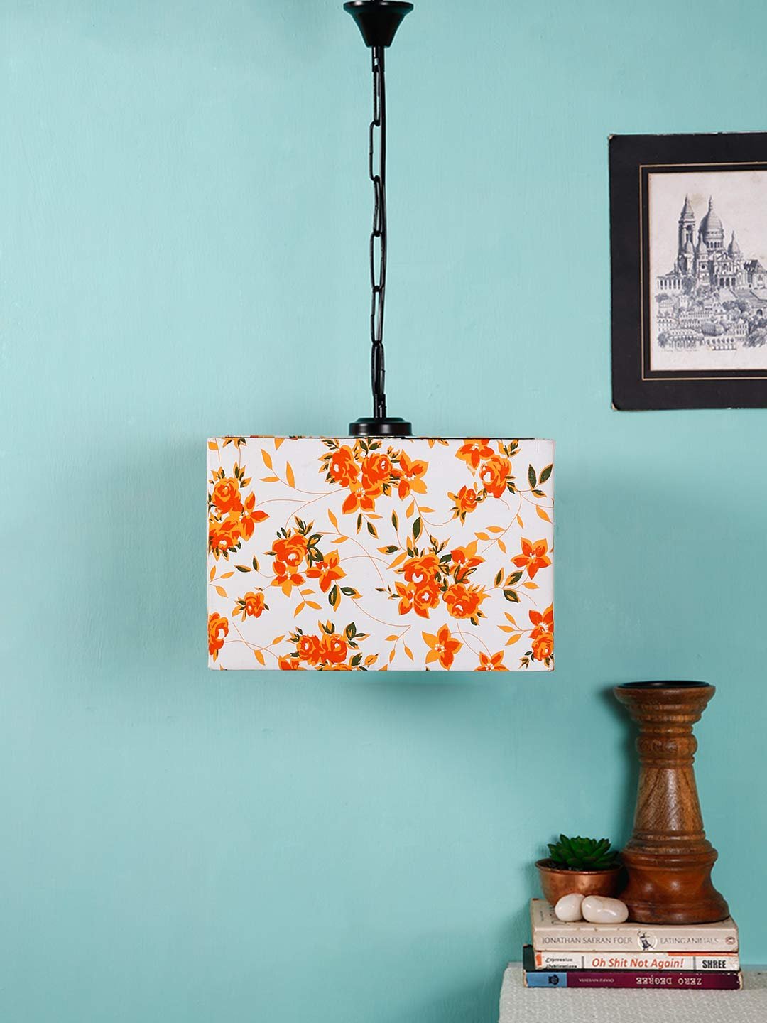Multicolor Cotton Square Hanging Lamp