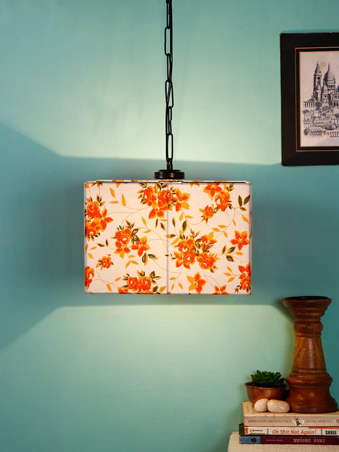 Multicolor Cotton Square Hanging Lamp