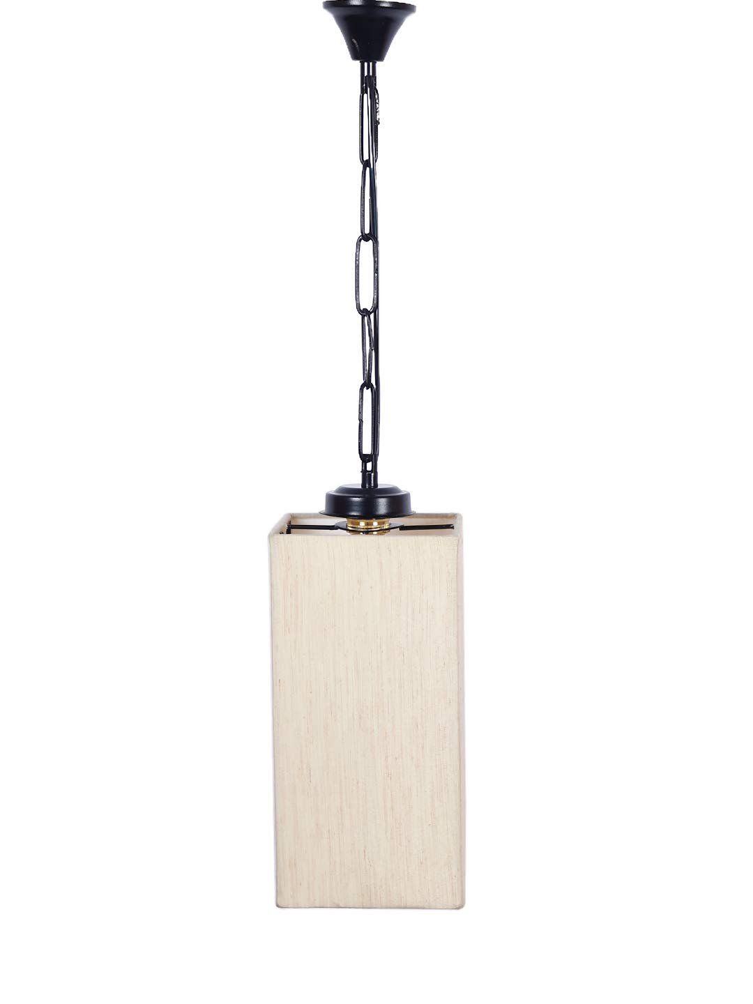 Off-White Cotton Square Hanging Lamp