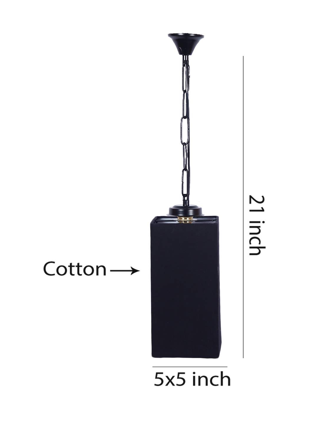 Black Cotton Square Hanging Lamp