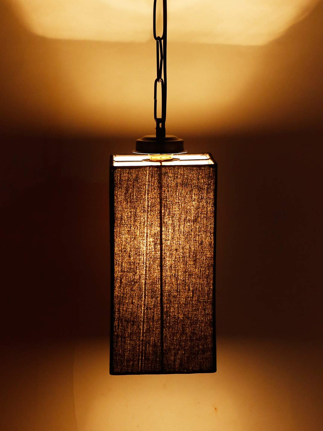 Black Cotton Square Hanging Lamp