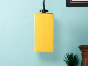 HL36, Yellow Cotton Square Hanging Lamp