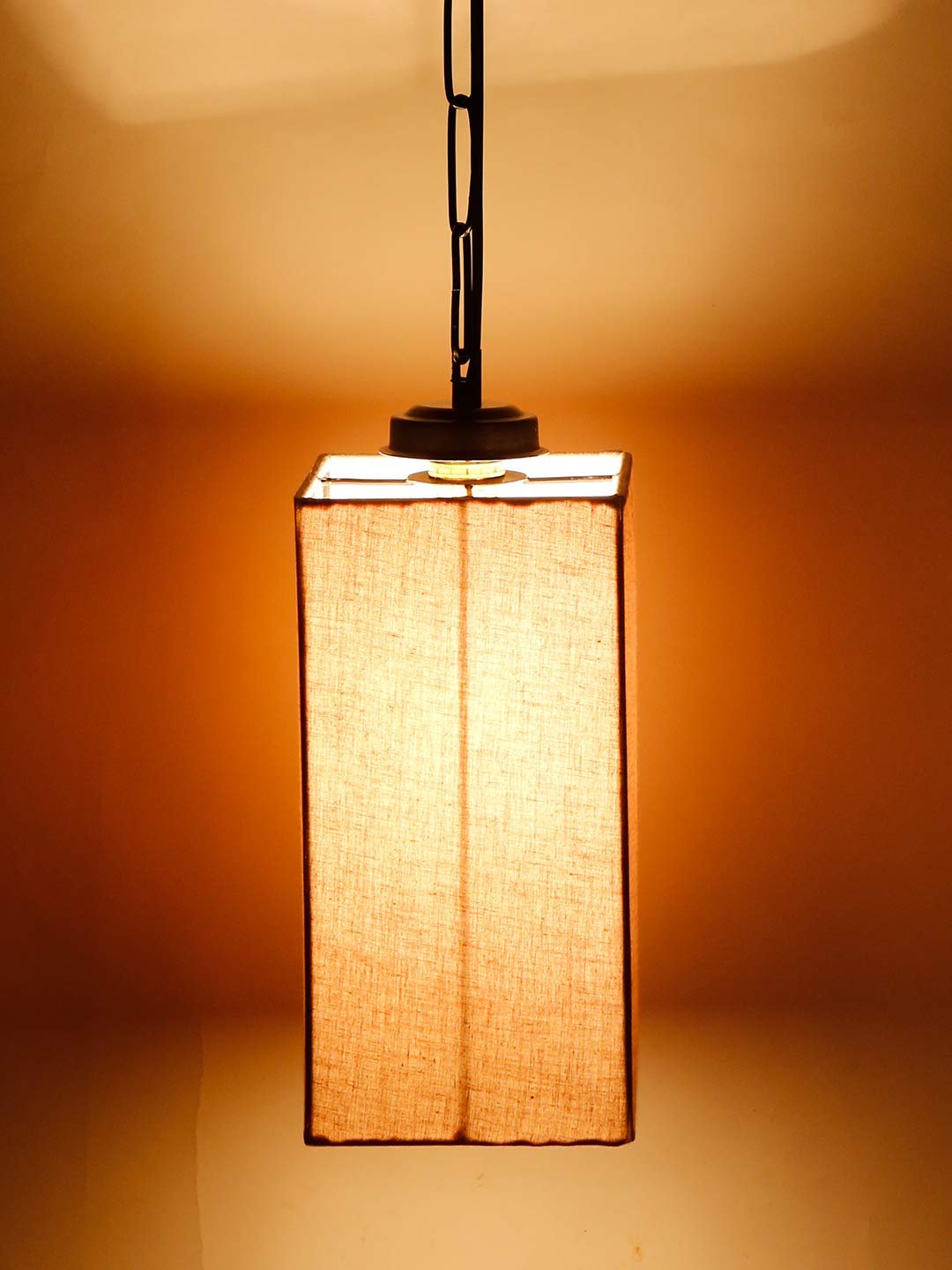 Grey Cotton Square Hanging Lamp