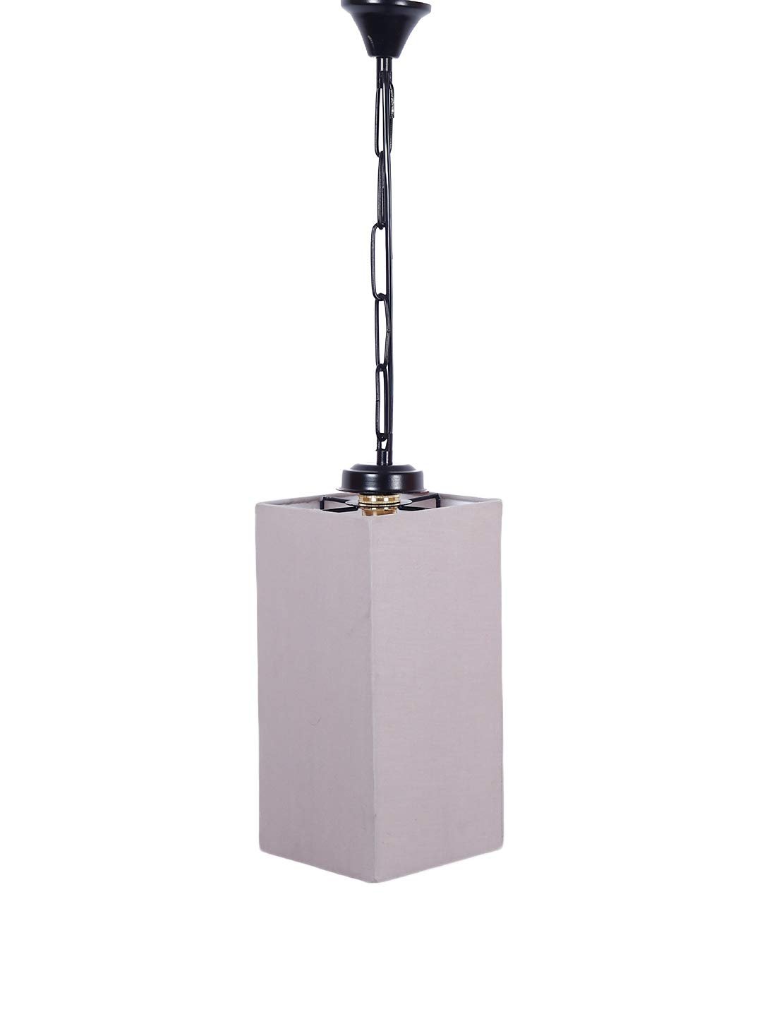 Grey Cotton Square Hanging Lamp