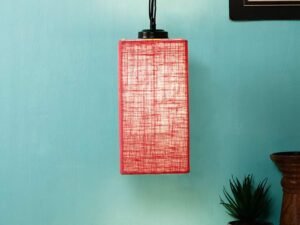 Pink Jute Square Hanging Lamp