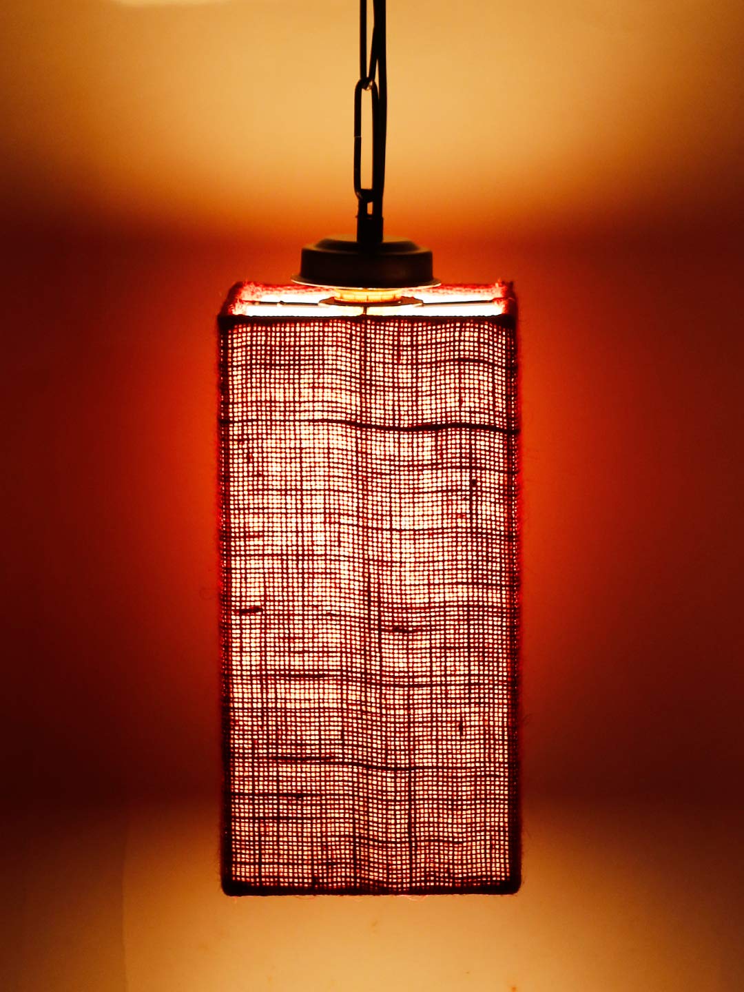 Maroon Jute Square Hanging Lamp