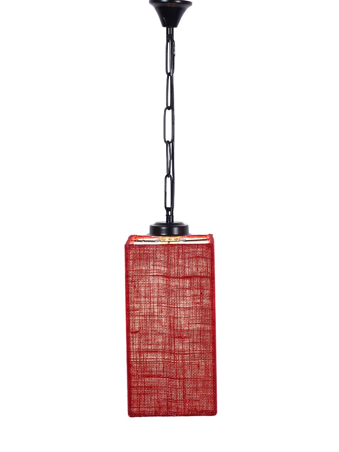 Maroon Jute Square Hanging Lamp