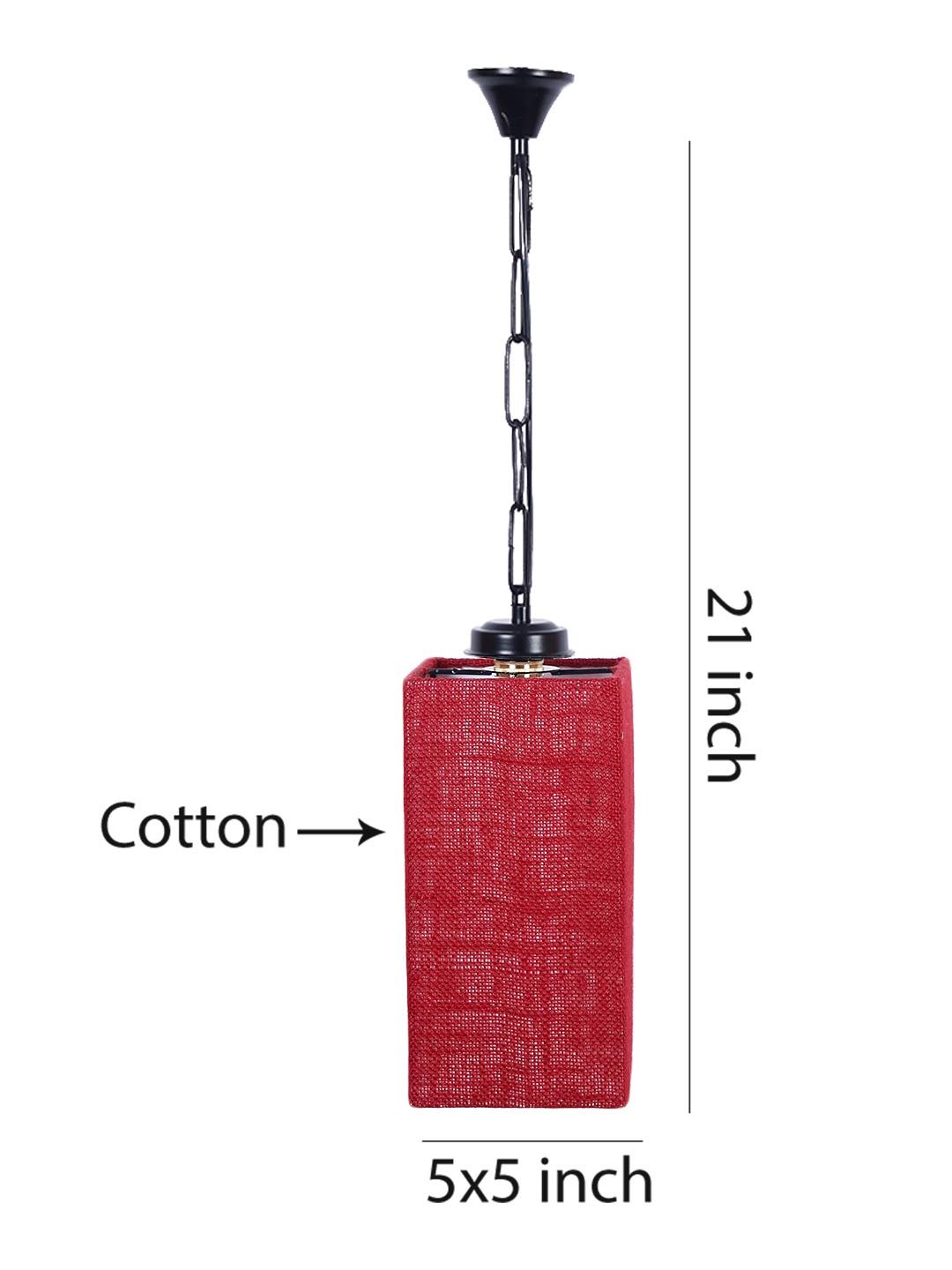 Maroon Jute Square Hanging Lamp