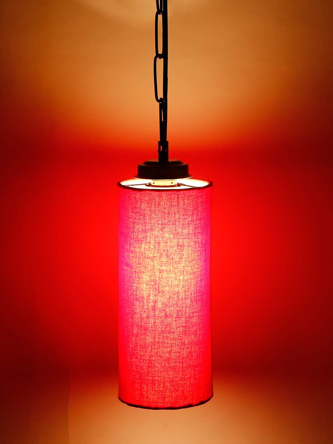 Red Cotton Cylindrical Hanging Lamp