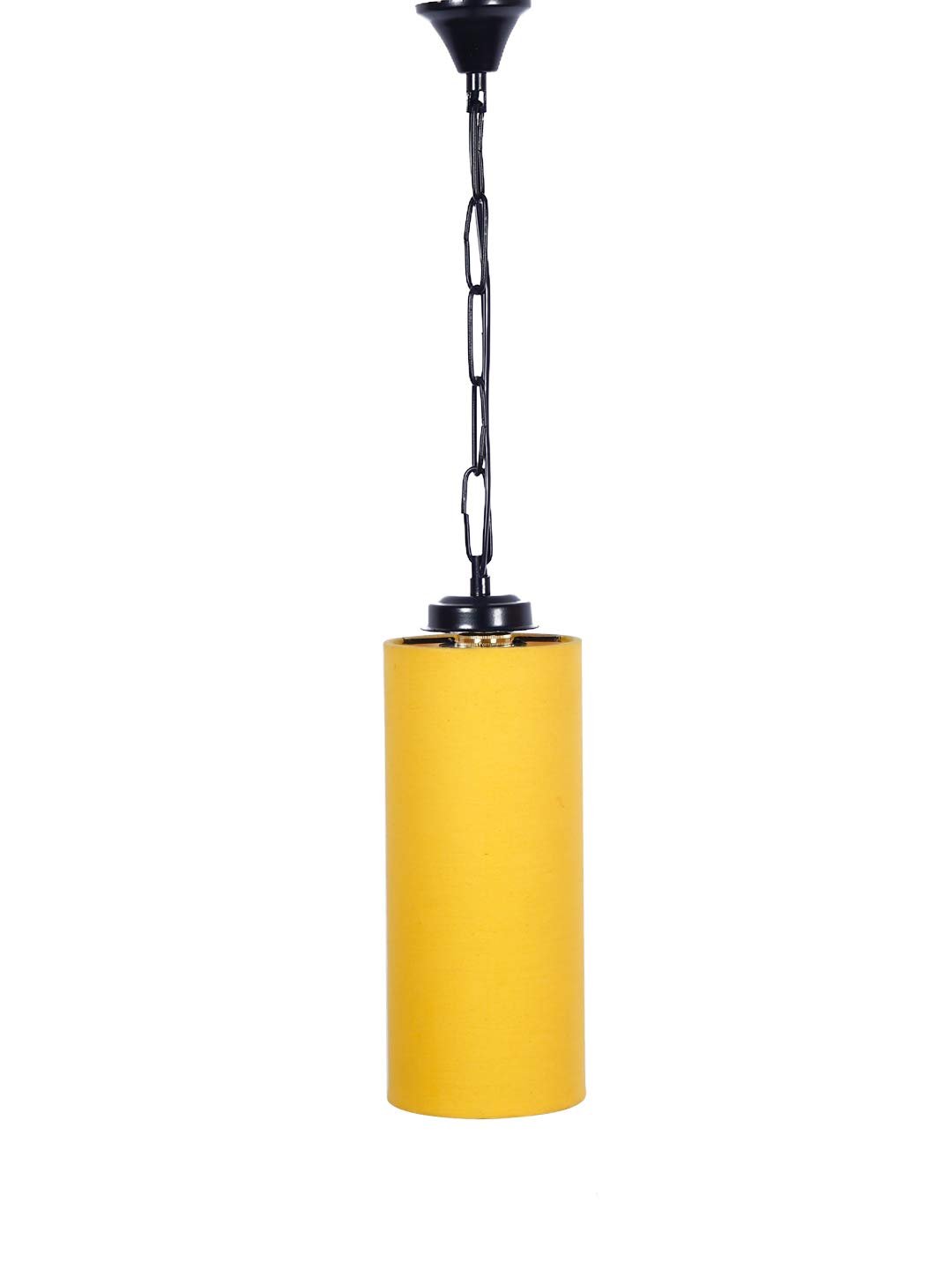 Yellow Cotton Cylindrical Hanging Lamp