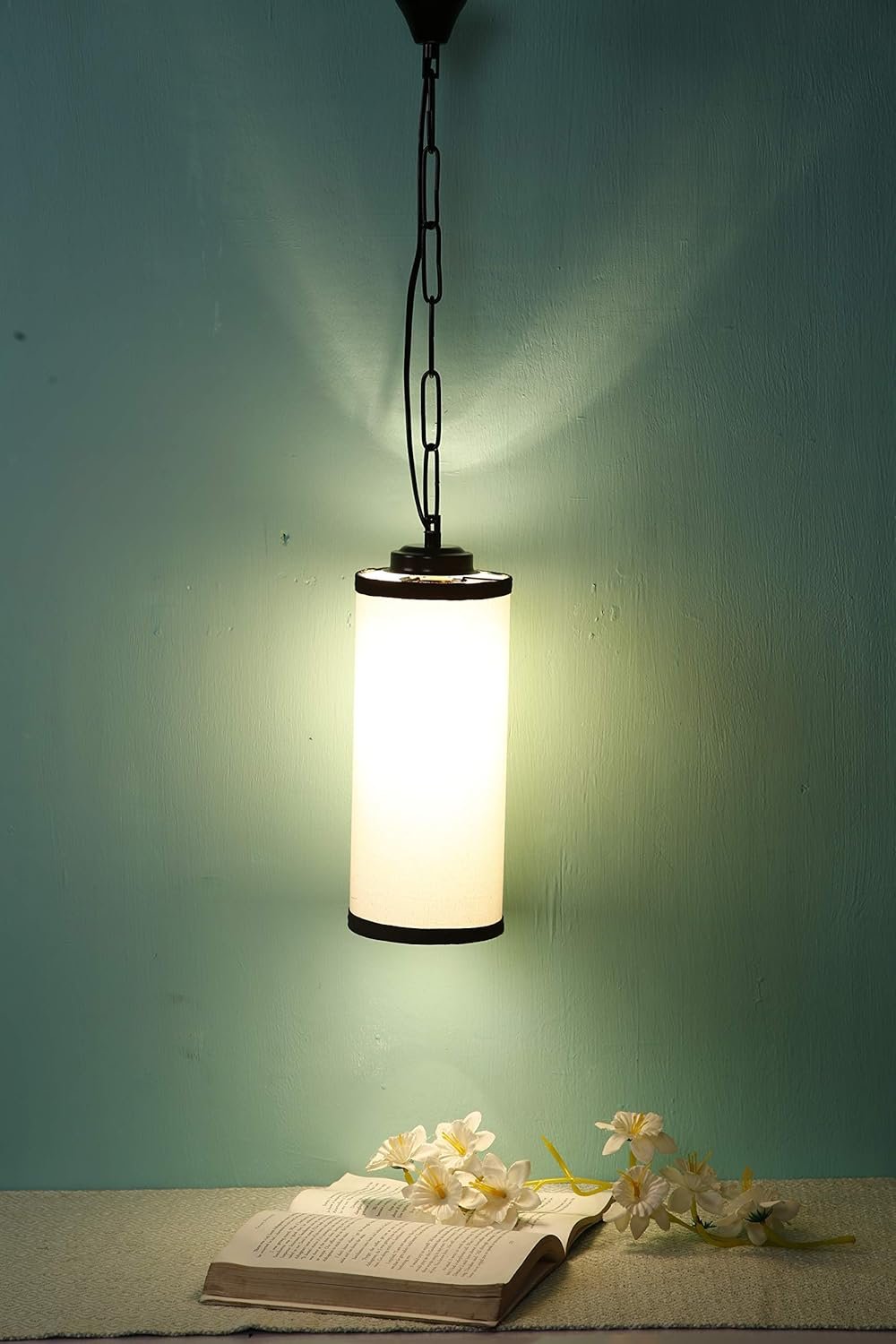 Multicolor Cotton Cylindrical Hanging Lamp