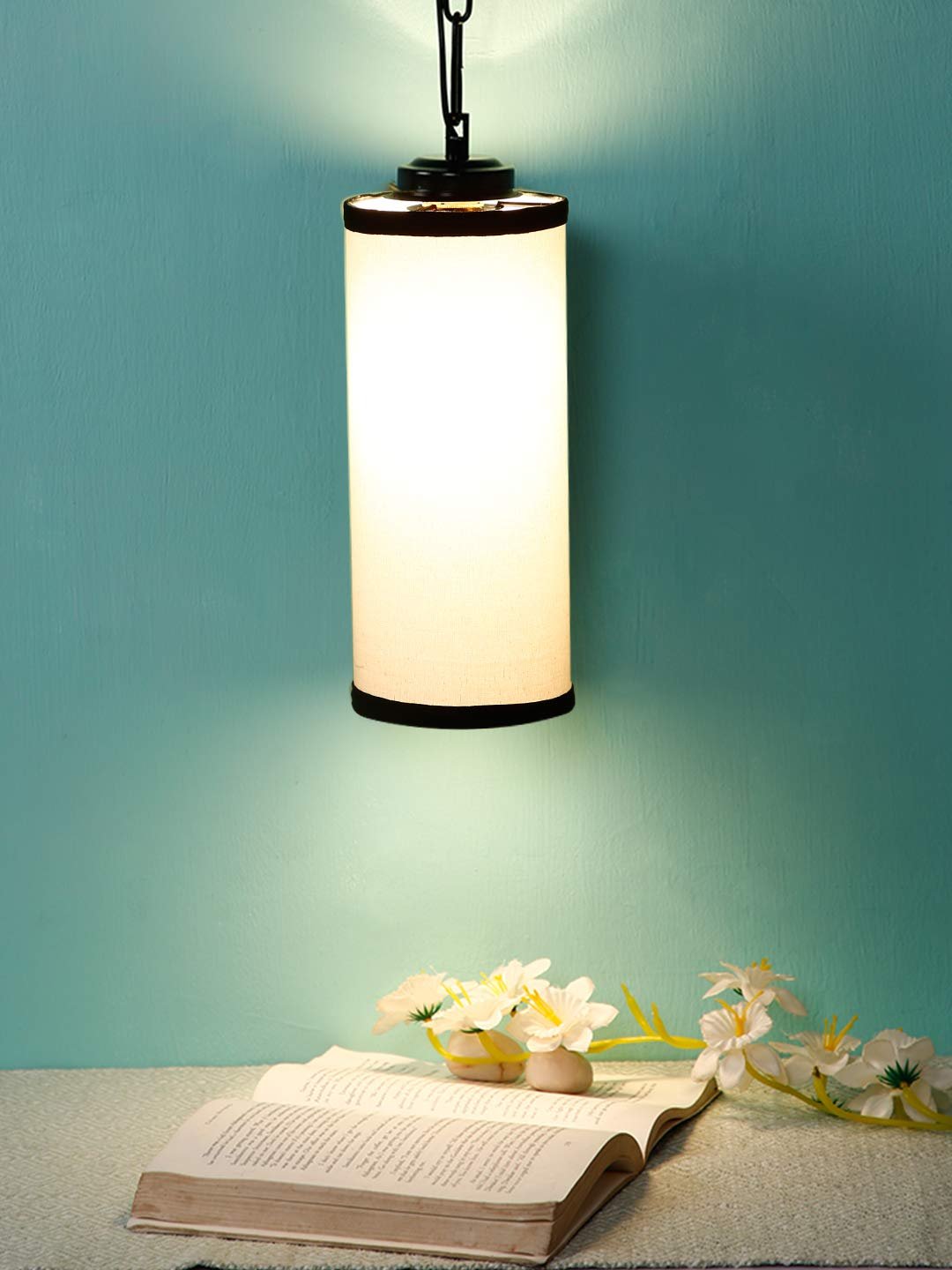 Multicolor Cotton Cylindrical Hanging Lamp