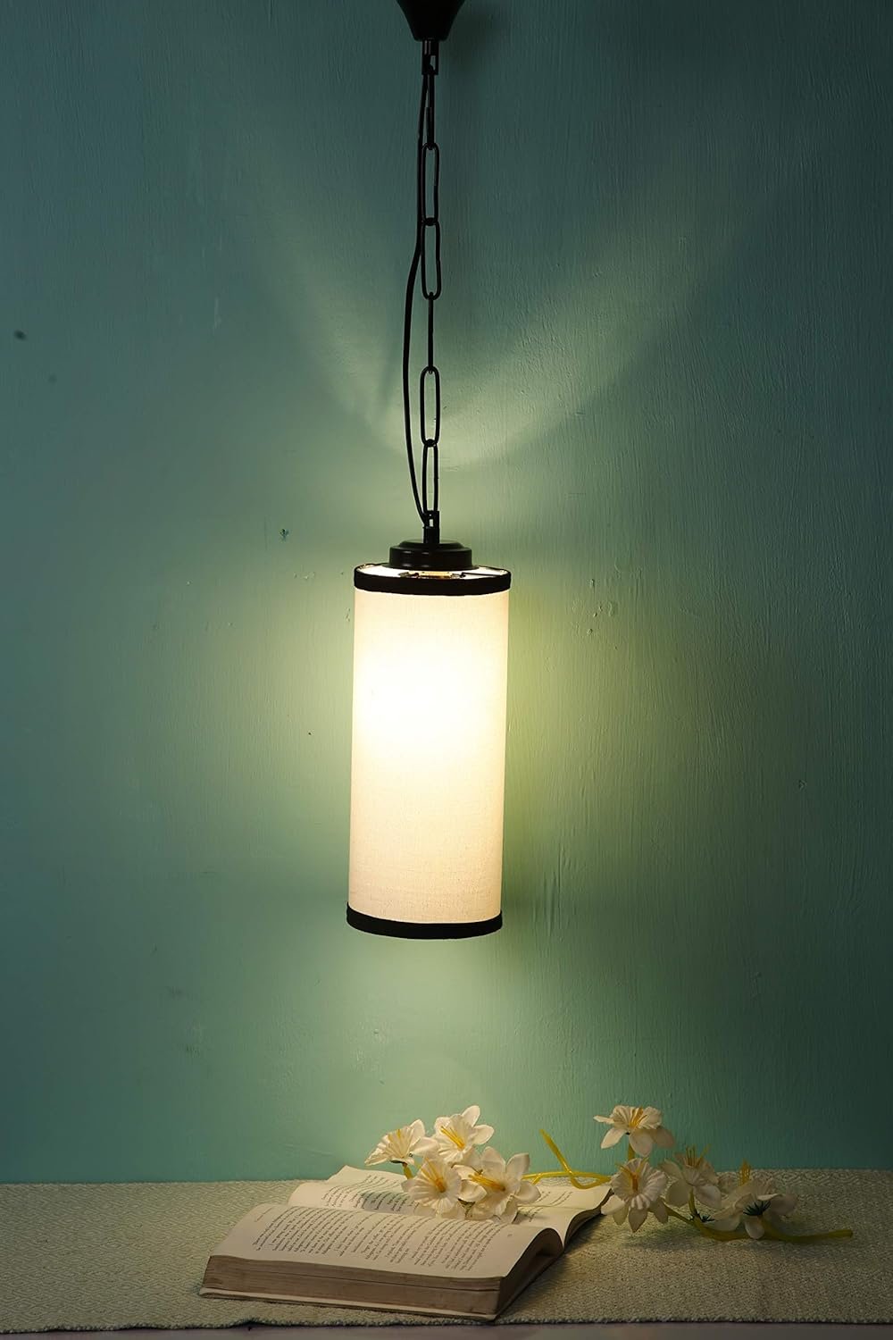 Multicolor Cotton Cylindrical Hanging Lamp