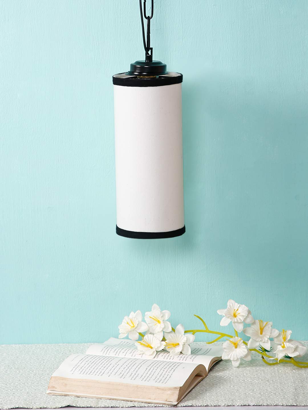 Multicolor Cotton Cylindrical Hanging Lamp