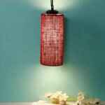 Maroon Jute Cylindrical Hanging Lamp