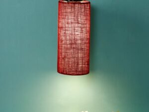 Maroon Jute Cylindrical Hanging Lamp