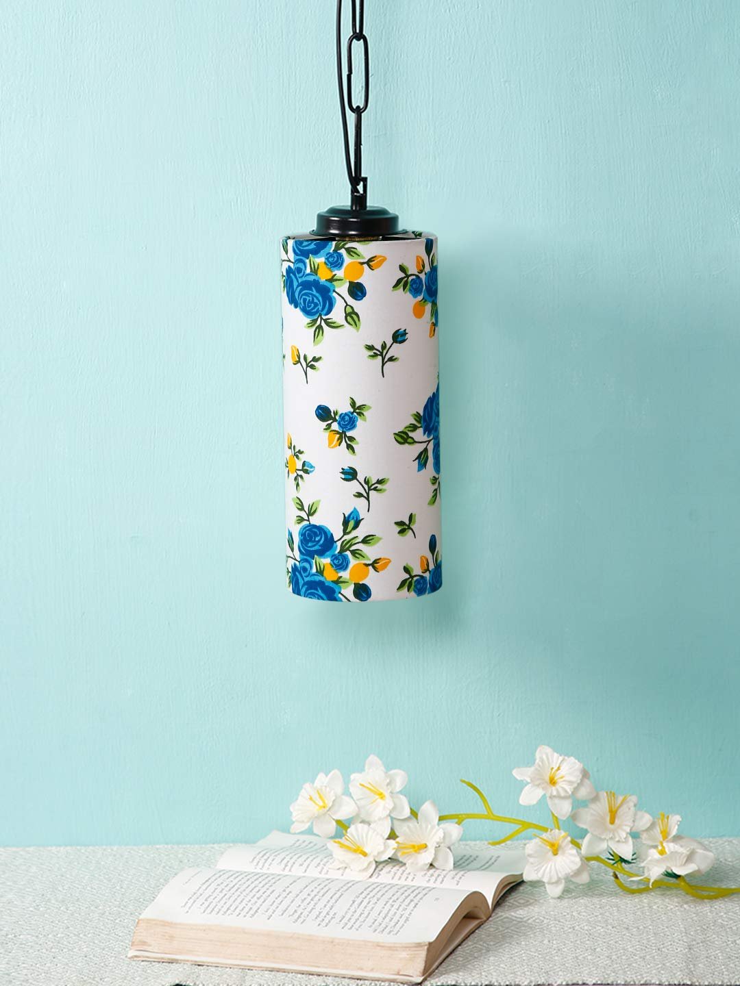 Multicolor Cotton Cylindrical Hanging Lamp