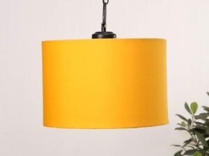 Yellow Cotton Drum Hanging Lamp