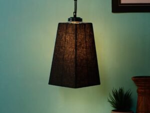 Black Cotton Pyramid Hanging Lamp