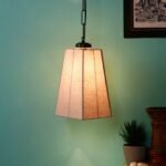 Grey Cotton Pyramid Hanging Lamp