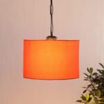 Orange Cotton Drum Hanging Lamp