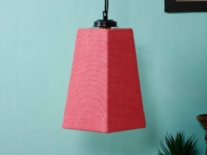Pink Jute Pyramid Hanging Lamp