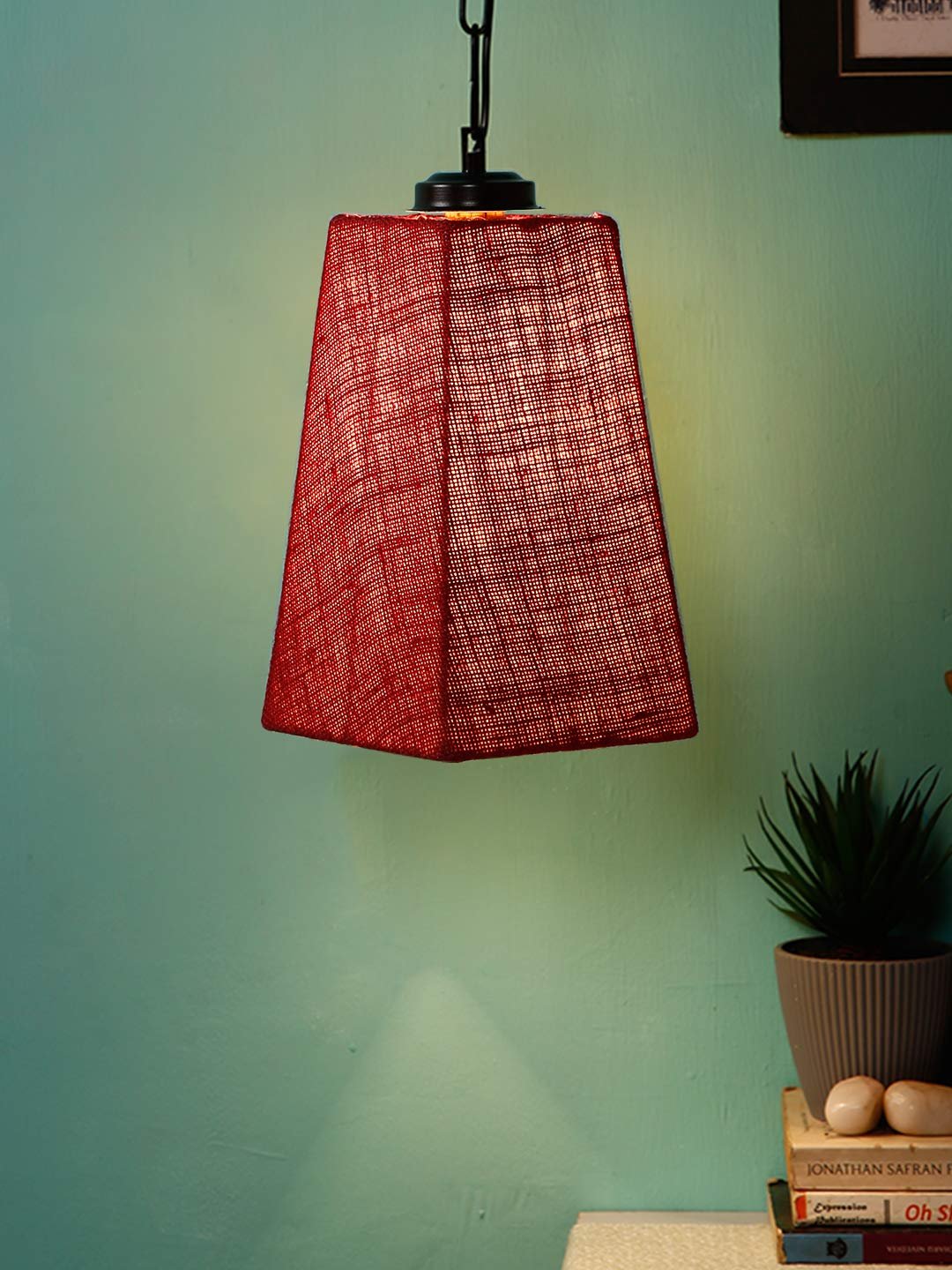 Maroon Jute Pyramid Hanging Lamp