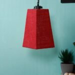 Maroon Jute Pyramid Hanging Lamp