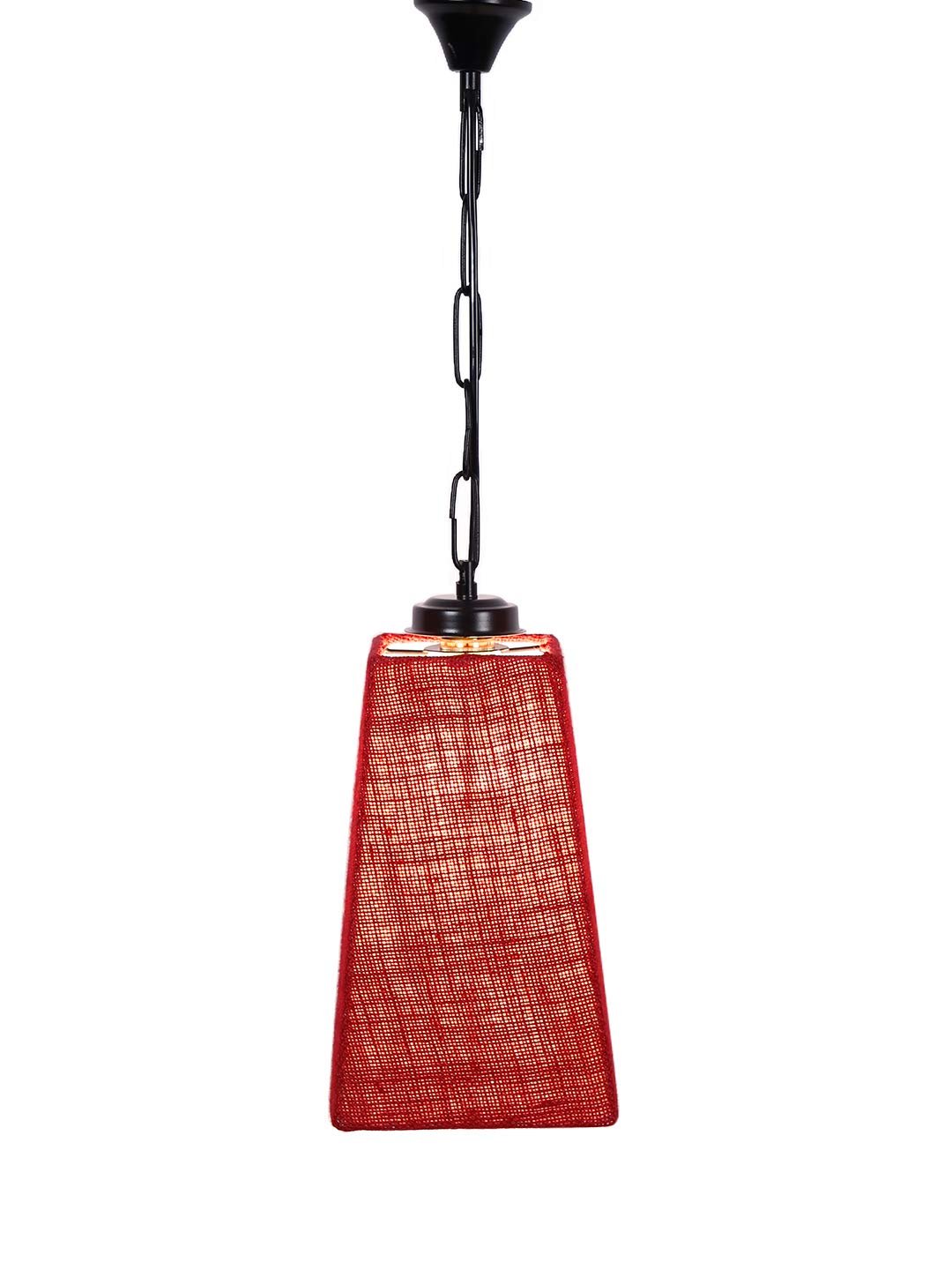 Maroon Jute Pyramid Hanging Lamp